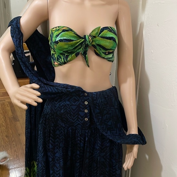 Free people Hot Hoose dress Tropical Green and Blue Sleeveless size 4 - Picture 14 of 15